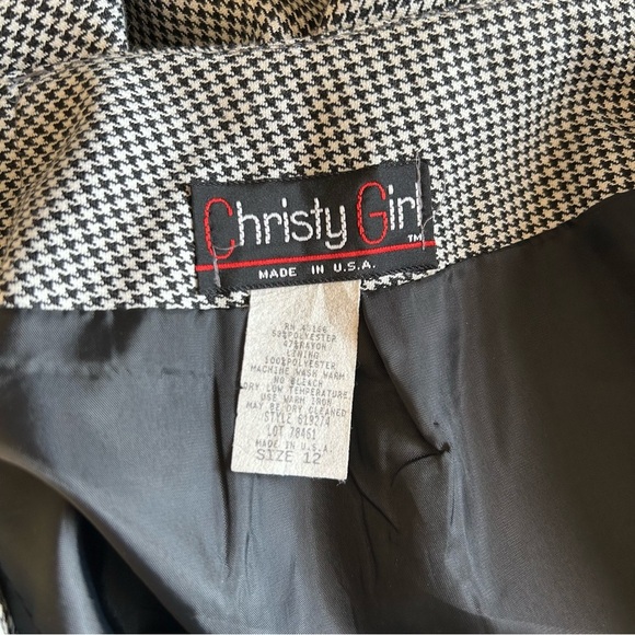 Vintage Christy Girl 90s Monochrome Feminine Zip Up Houndstooth Pencil Skirt - Picture 4 of 7